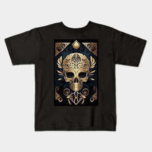 Art Deco Skull With Borders Kids T-Shirt